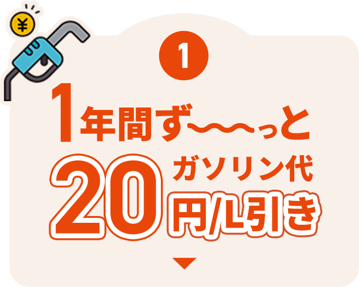 1年間ず〜っとガソリン代20円/L引き