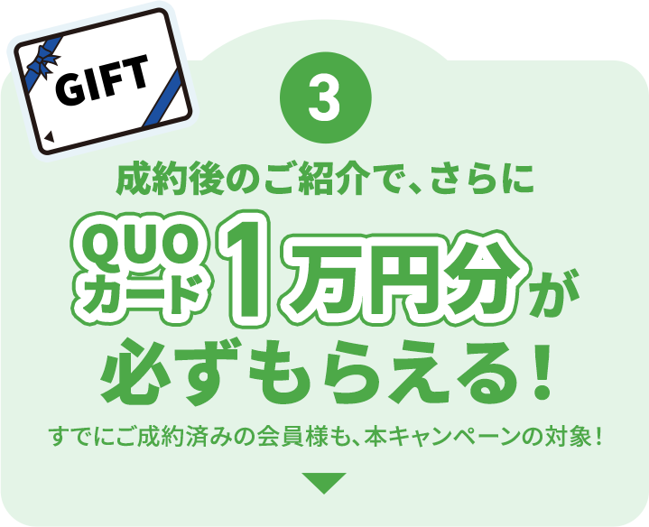 紹介からのご契約でQUOカード1万円分必ずもらえる！
