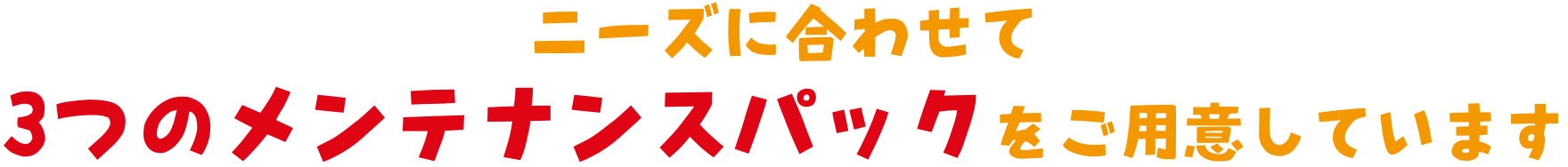 ニーズに合わせて3つのメンテナンスパックをご用意しています